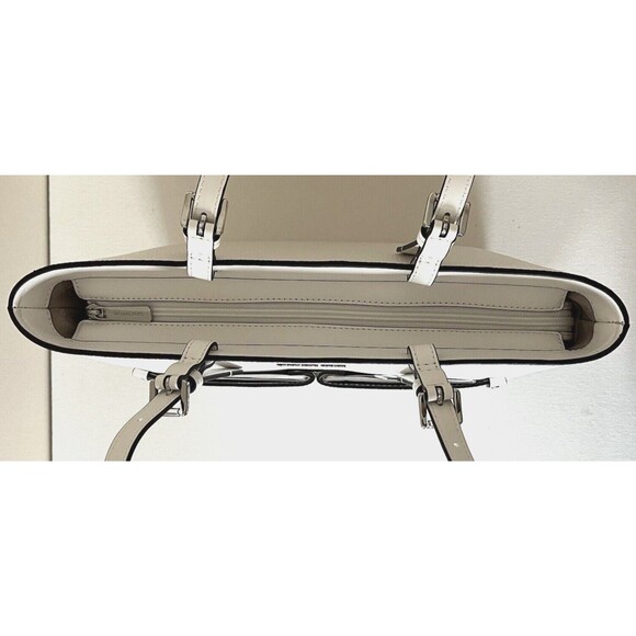 New Michael Kors Jet Set Travel Medium Double Pocket Tote Optic White - Picture 4 of 7